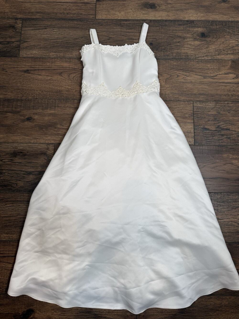 Scott McClintock White Girls 6 Dress Zip Beaded USA Made Wedding First Communion